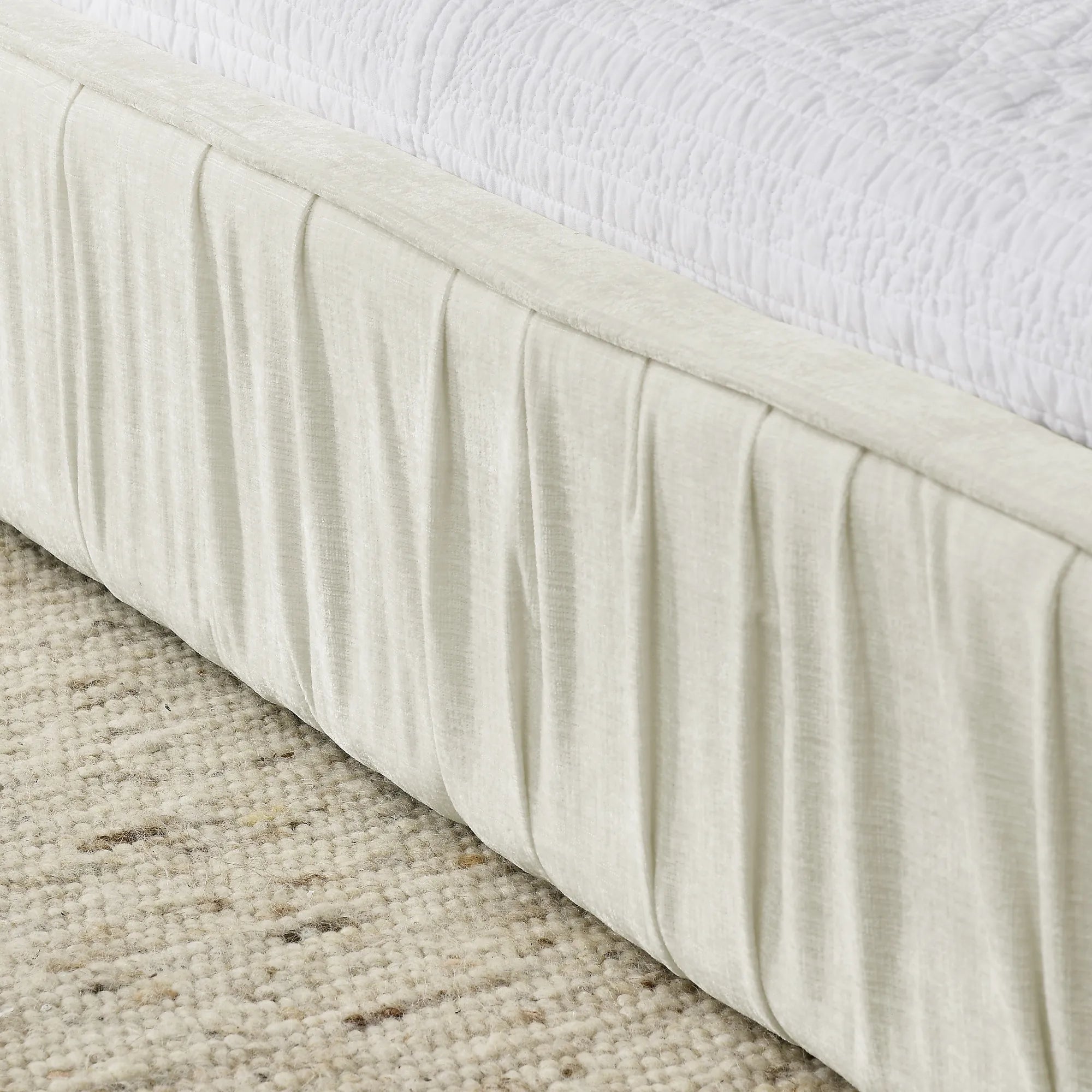 Platform Bed Frame With Chenille Pleated Design