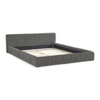 Platform Bed Frame With Chenille Pleated Design
