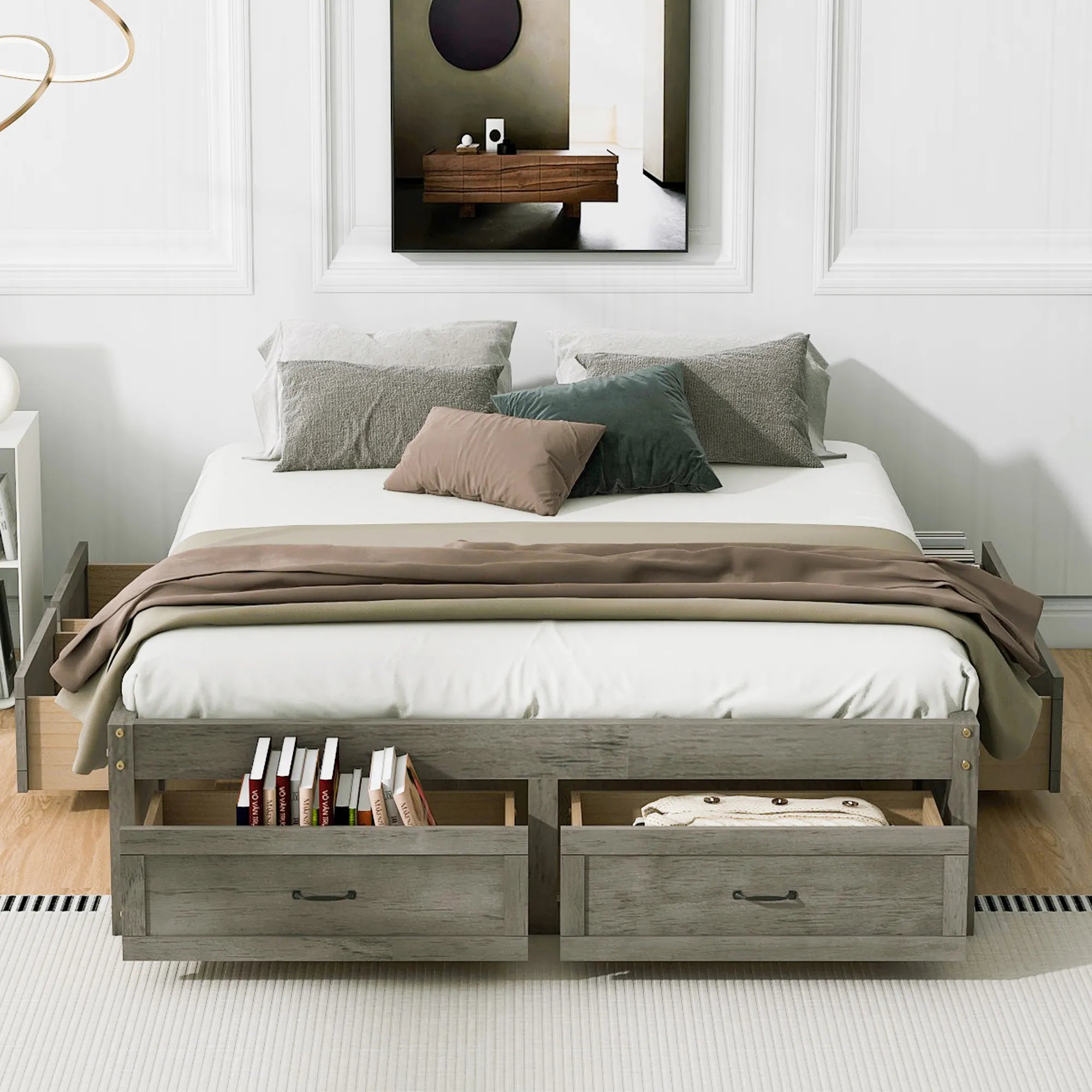 Platform Bed with 6 Storage Drawers