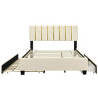 Queen Size Upholstered Bed Frame with Drawers and Trundle