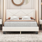 Queen Size Upholstered Modern Bed Frame with Rivet Design