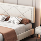 Queen Size Upholstered Modern Bed Frame with Rivet Design