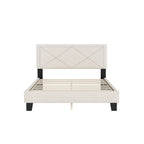 Queen Size Upholstered Modern Bed Frame with Rivet Design