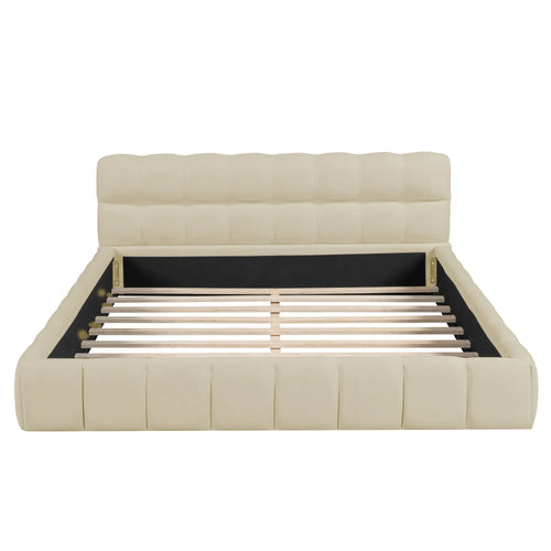 Queen Upholstered Platform Bed with Solid Frame