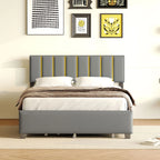 Queen Size Upholstered Bed Frame with Drawers and Trundle