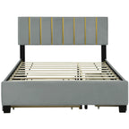 Queen Size Upholstered Bed Frame with Drawers and Trundle