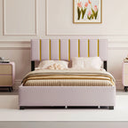 Queen Size Upholstered Bed Frame with Drawers and Trundle