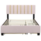 Queen Size Upholstered Bed Frame with Drawers and Trundle