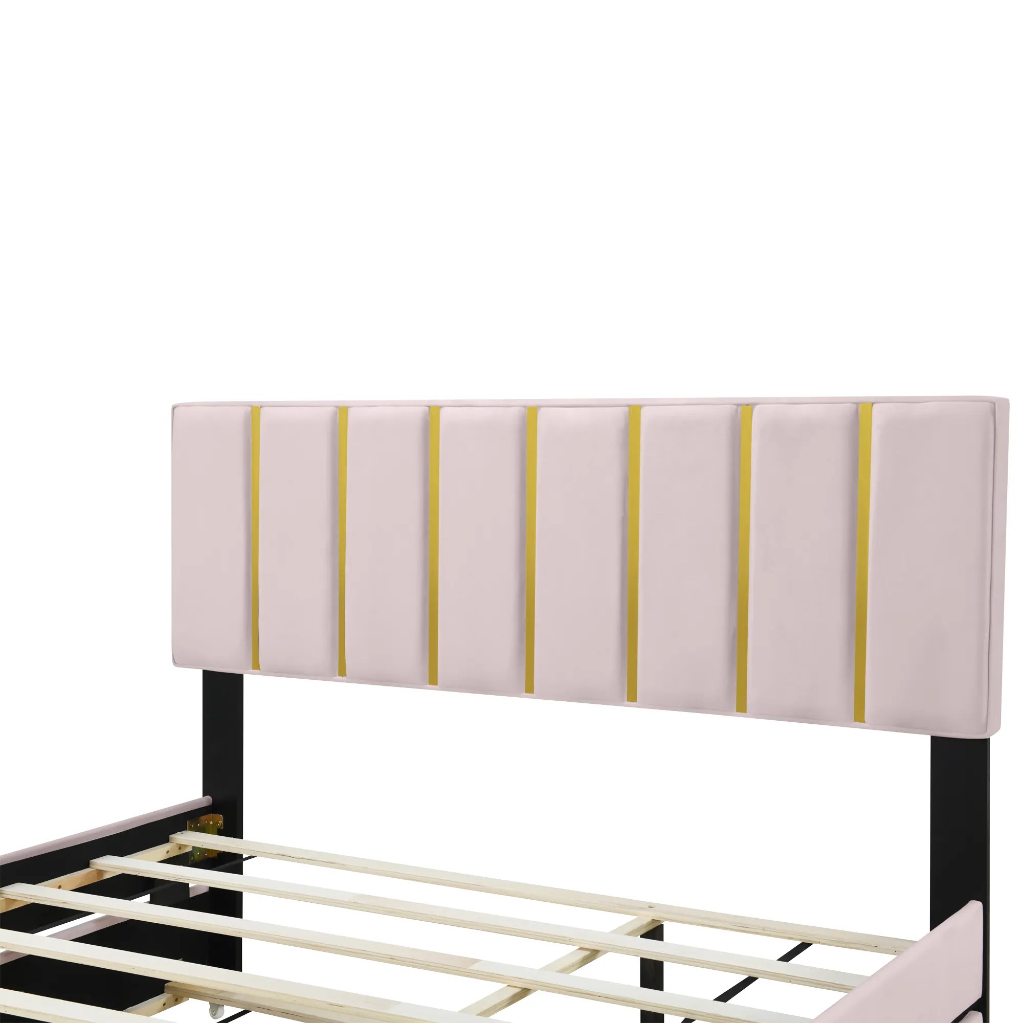 Queen Size Upholstered Bed Frame with Drawers and Trundle