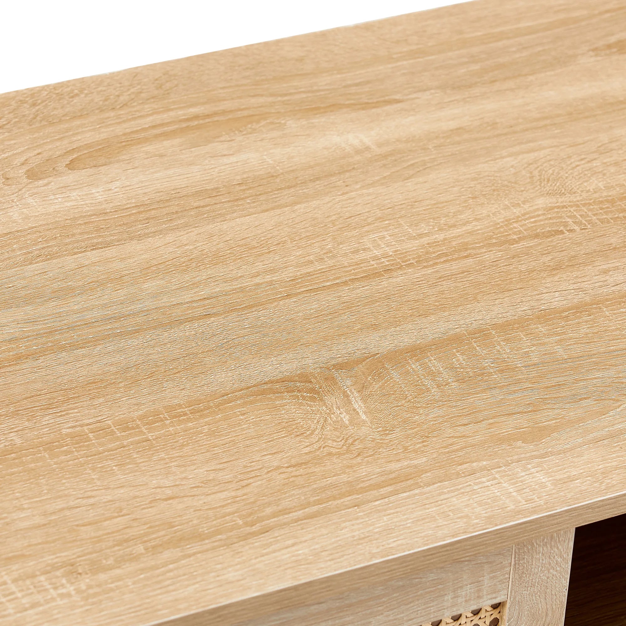 Rattan Modern Coffee Table with Sliding Door