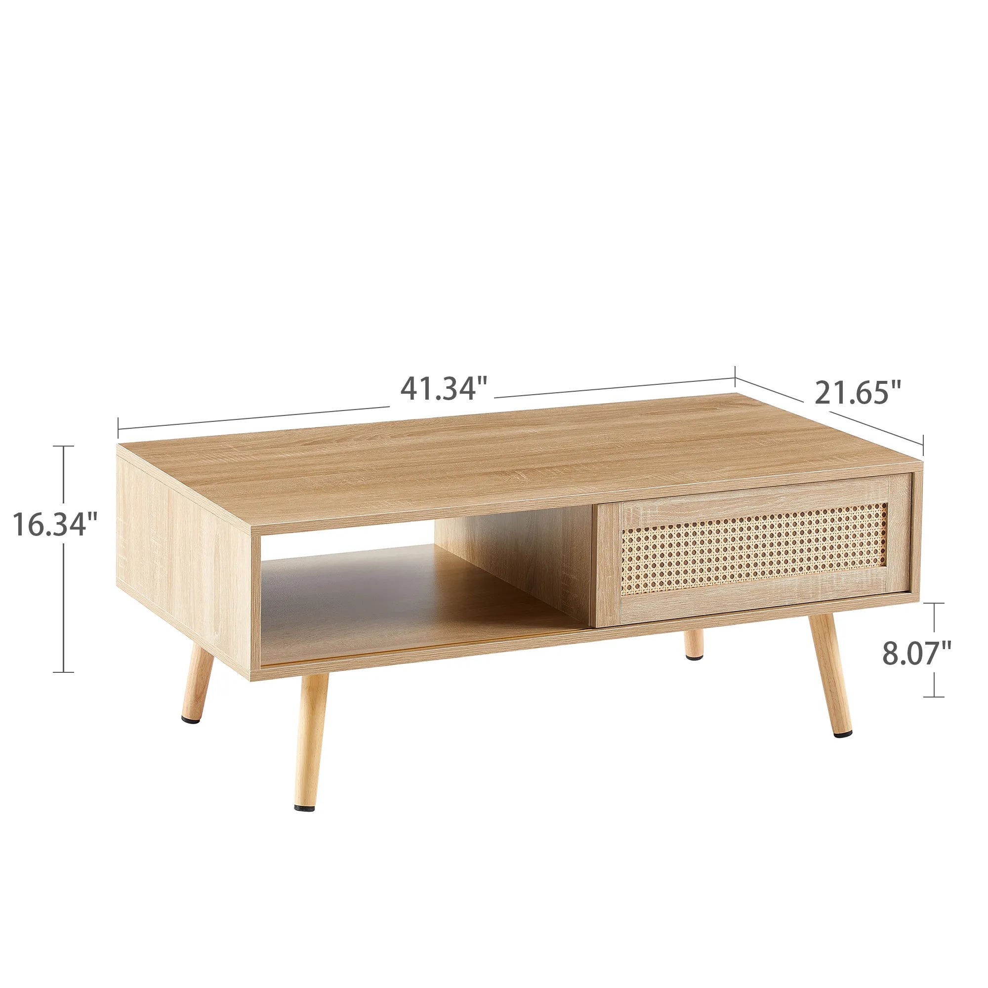 Rattan Modern Coffee Table with Sliding Door