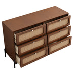 Rattan Modern Sideboard Cabinet with 6 Drawers