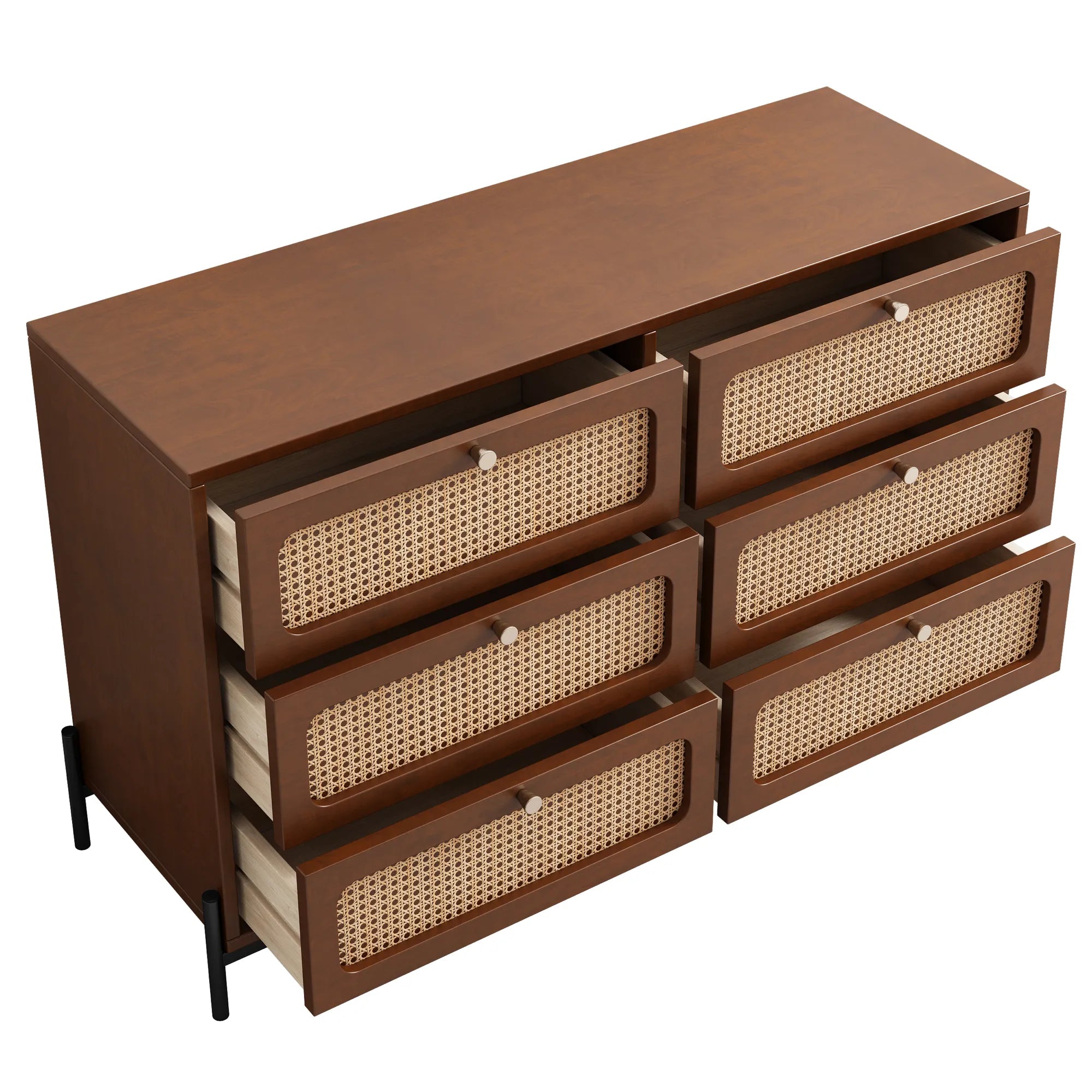 Rattan Modern Sideboard Cabinet with 6 Drawers