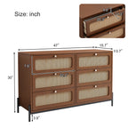 Rattan Modern Sideboard Cabinet with 6 Drawers