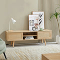 Rattan Modern TV Stand with Sliding Doors