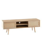 Rattan Modern TV Stand with Sliding Doors
