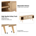 Rattan Modern TV Stand with Sliding Doors