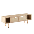 Rattan Modern TV Stand with Sliding Doors
