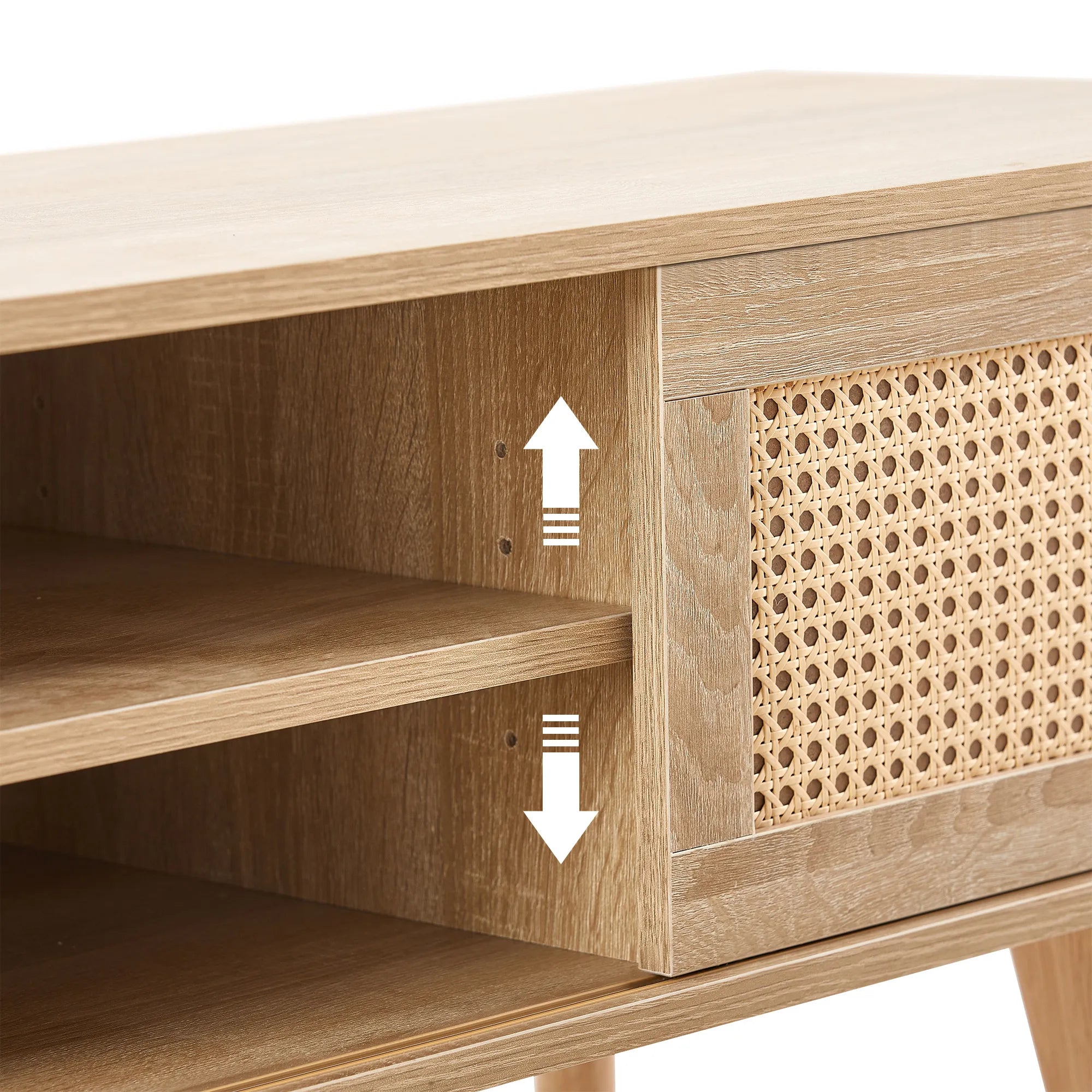 Rattan Modern TV Stand with Sliding Doors