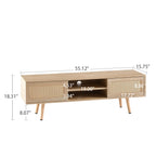 Rattan Modern TV Stand with Sliding Doors