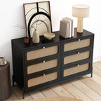 Rattan Modern Sideboard Cabinet with 6 Drawers