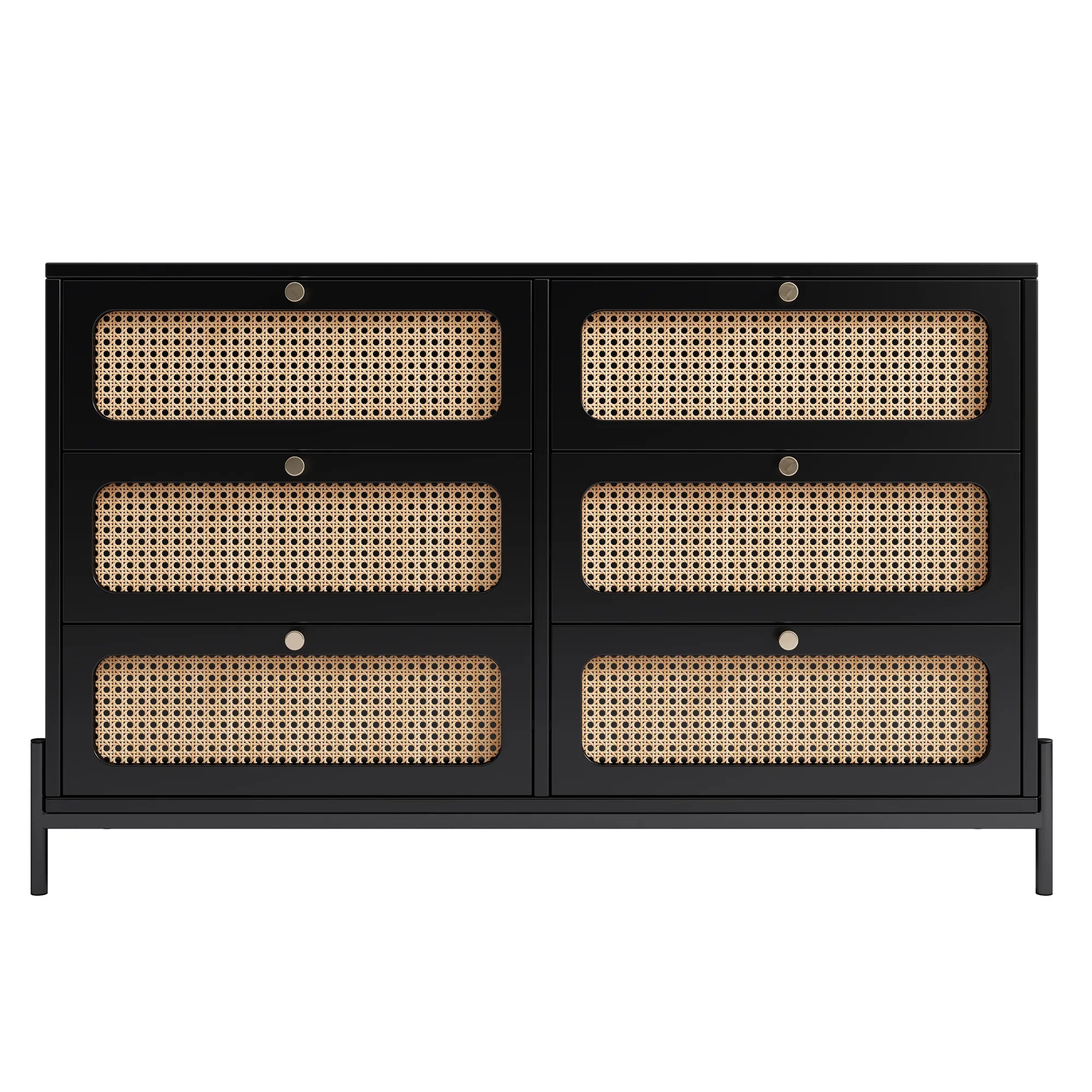 Rattan Modern Sideboard Cabinet with 6 Drawers