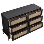 Rattan Modern Sideboard Cabinet with 6 Drawers