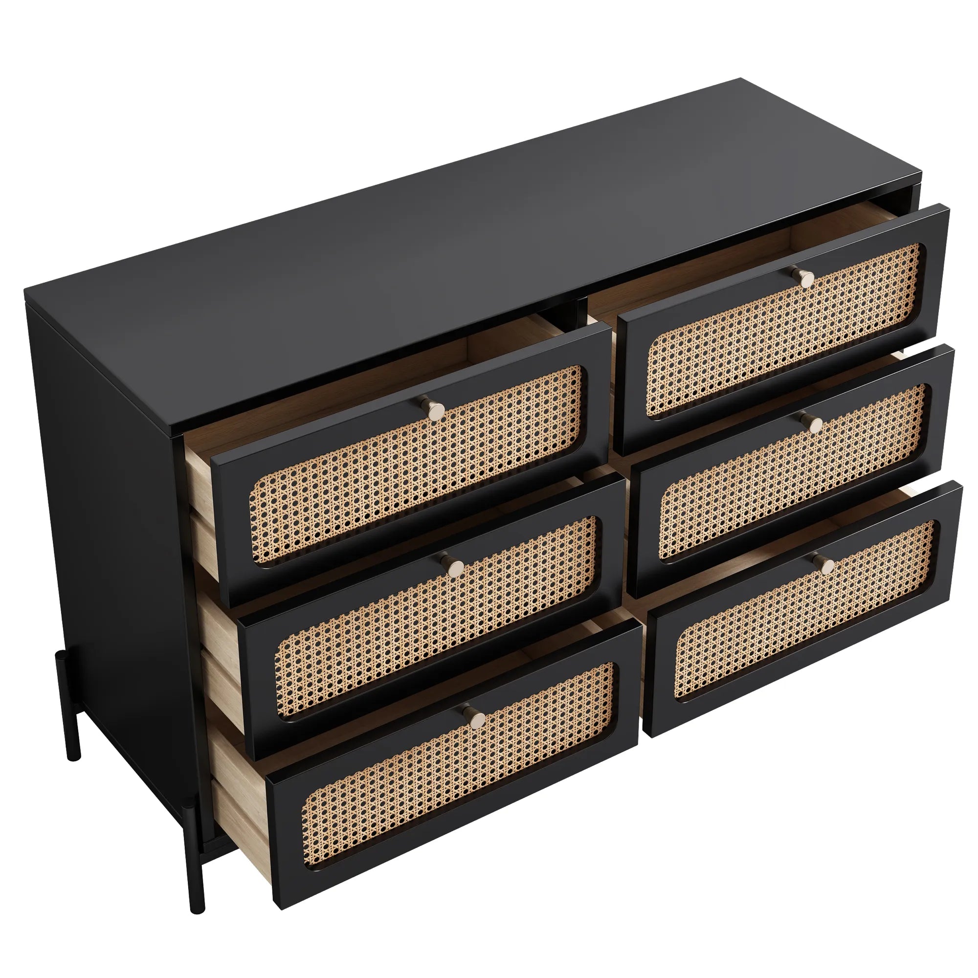Rattan Modern Sideboard Cabinet with 6 Drawers