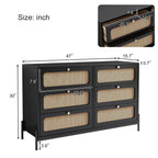 Rattan Modern Sideboard Cabinet with 6 Drawers