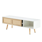 Rattan Modern TV Stand with Sliding Doors