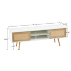 Rattan Modern TV Stand with Sliding Doors