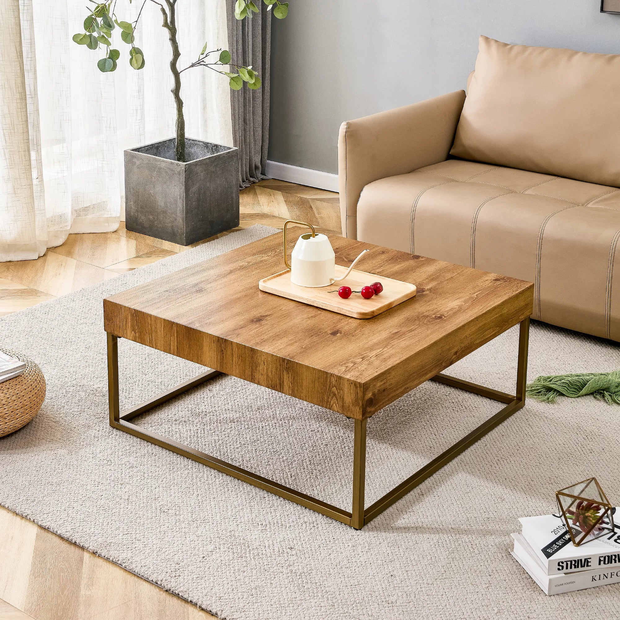 Rectangular Retro Wooden Modern Coffee Table