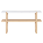 Retro Entryway Console Table with Faux Marble Top and Shelf