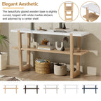 Retro Entryway Console Table with Faux Marble Top and Shelf