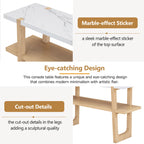Retro Entryway Console Table with Faux Marble Top and Shelf