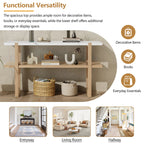 Retro Entryway Console Table with Faux Marble Top and Shelf
