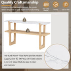 Retro Entryway Console Table with Faux Marble Top and Shelf
