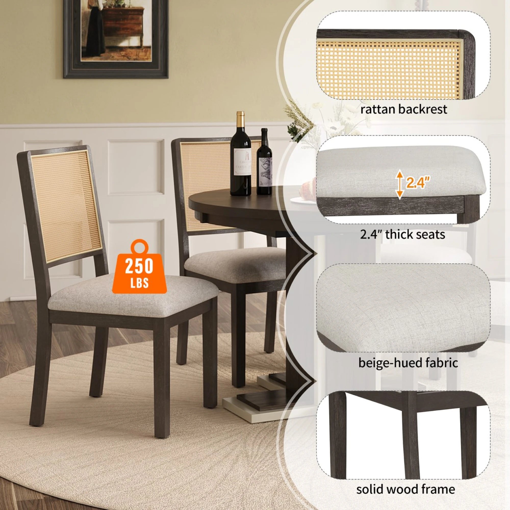 Retro Round Extendable Dining Table Set With 4 Chairs