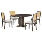 Retro Round Extendable Dining Table Set With 4 Chairs