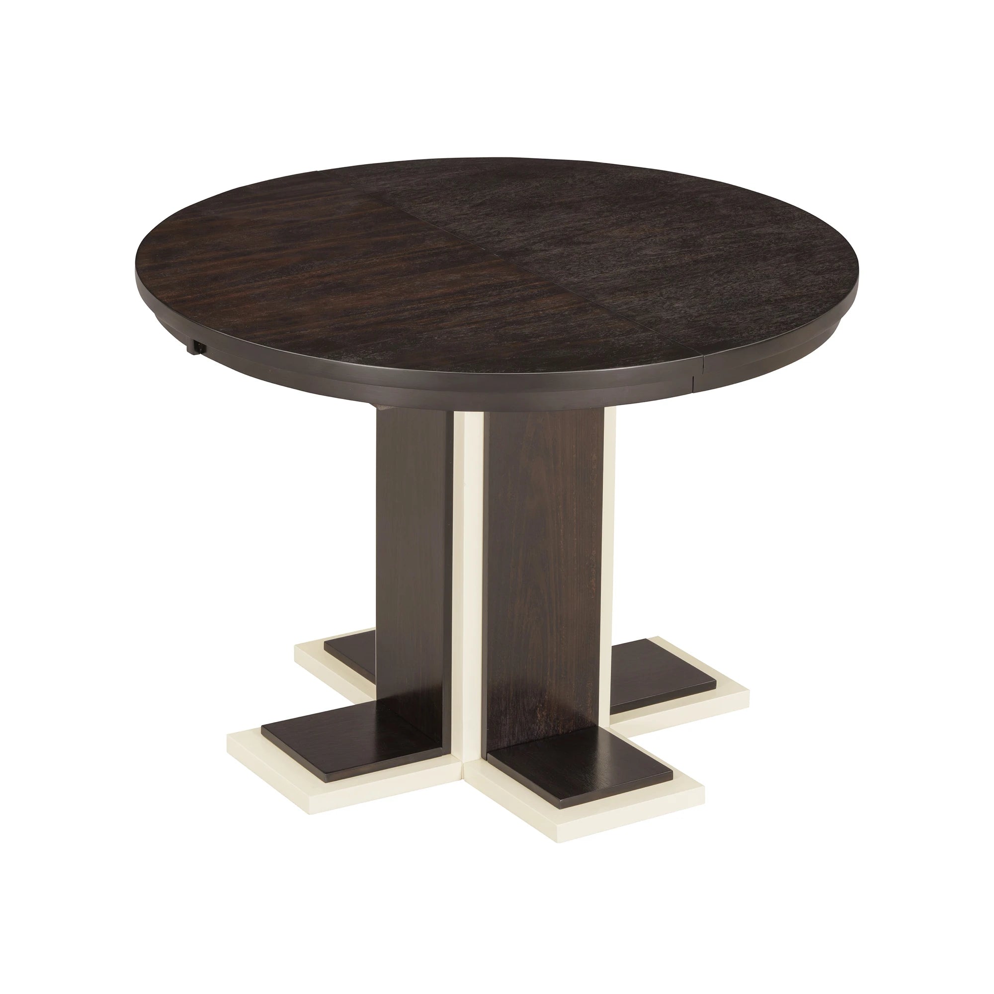 Retro Round Extendable Dining Table Set With 4 Chairs