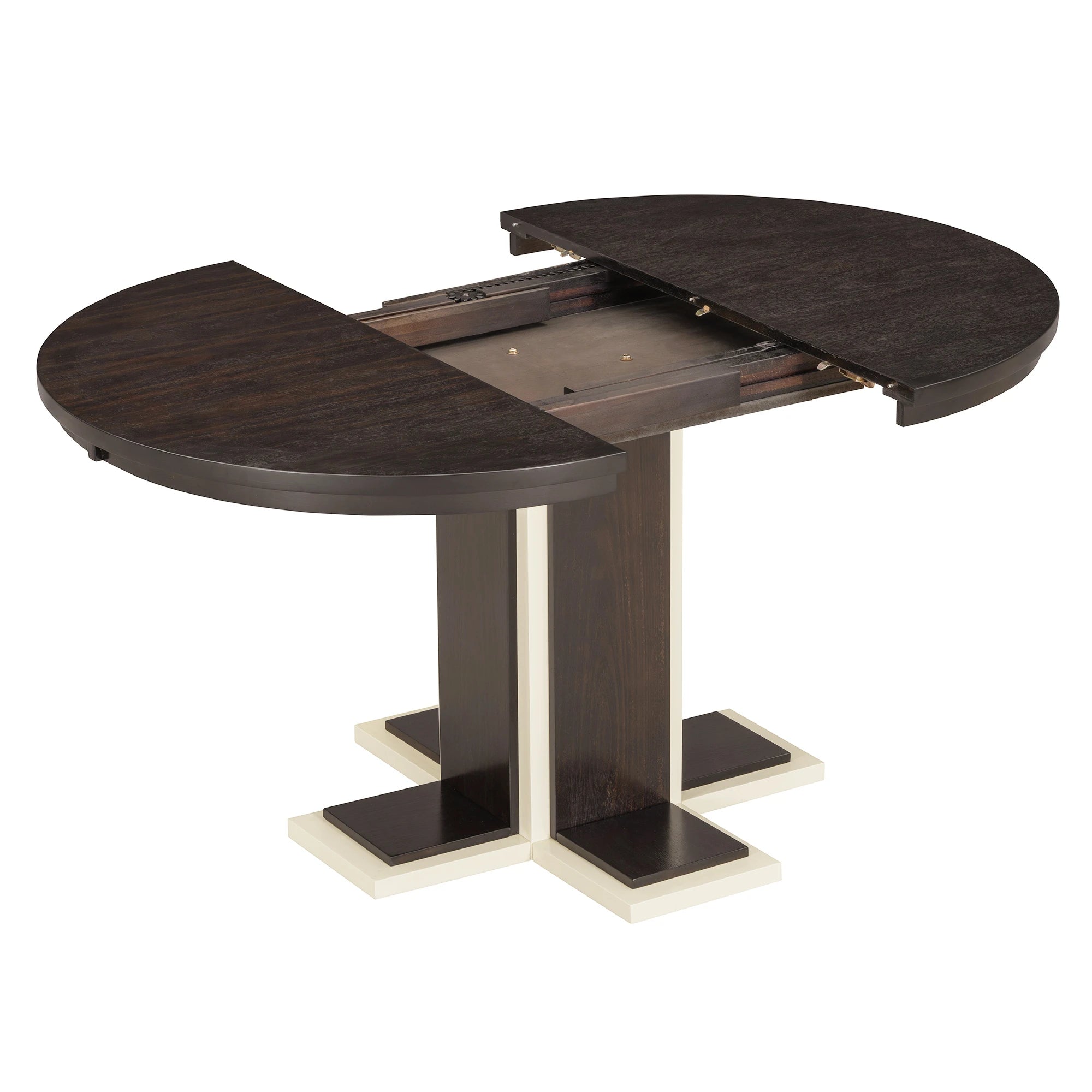 Retro Round Extendable Dining Table Set With 4 Chairs