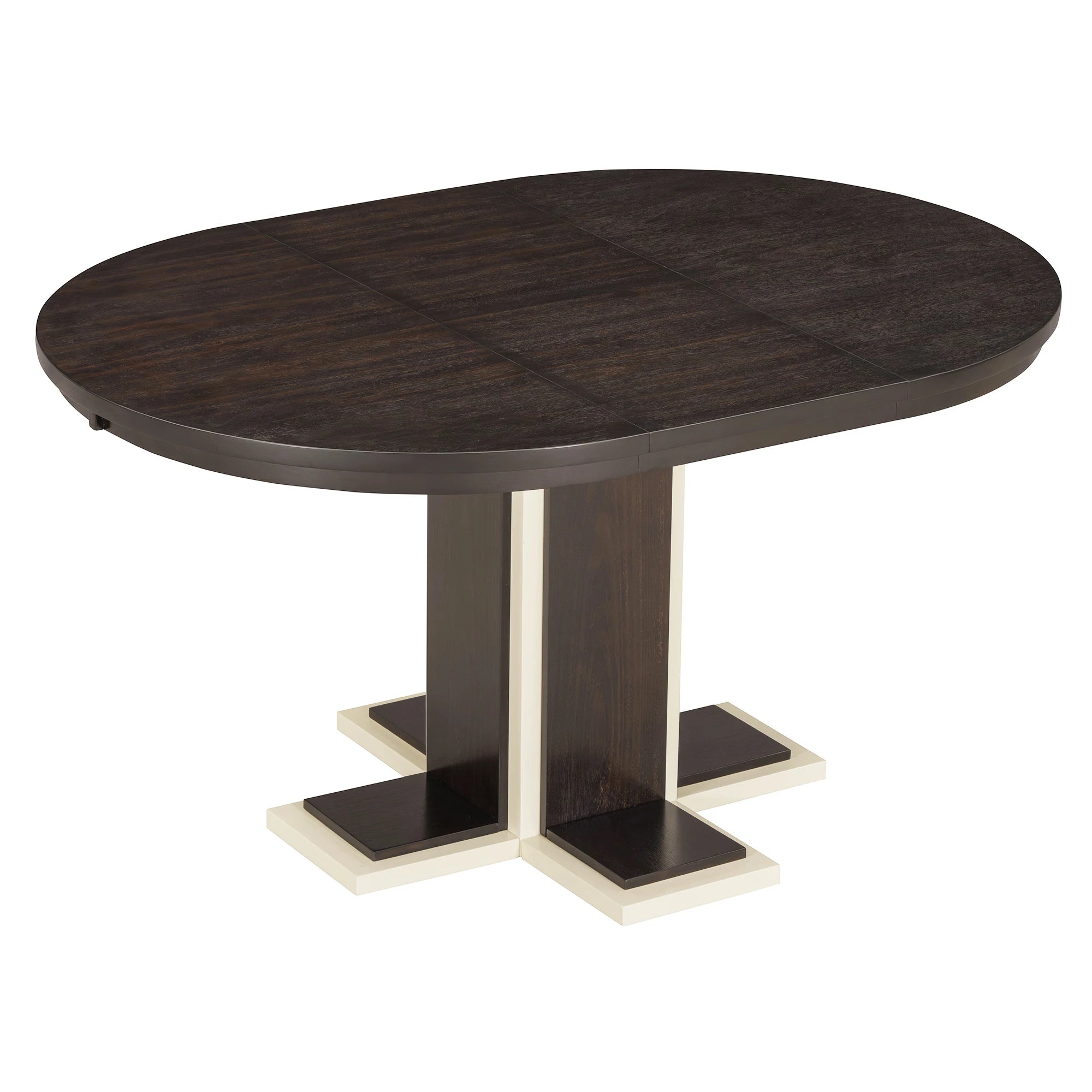 Retro Round Extendable Dining Table Set With 4 Chairs
