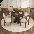 Retro Round Extendable Dining Table Set With 4 Chairs