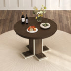 Retro Round Extendable Dining Table Set With 4 Chairs