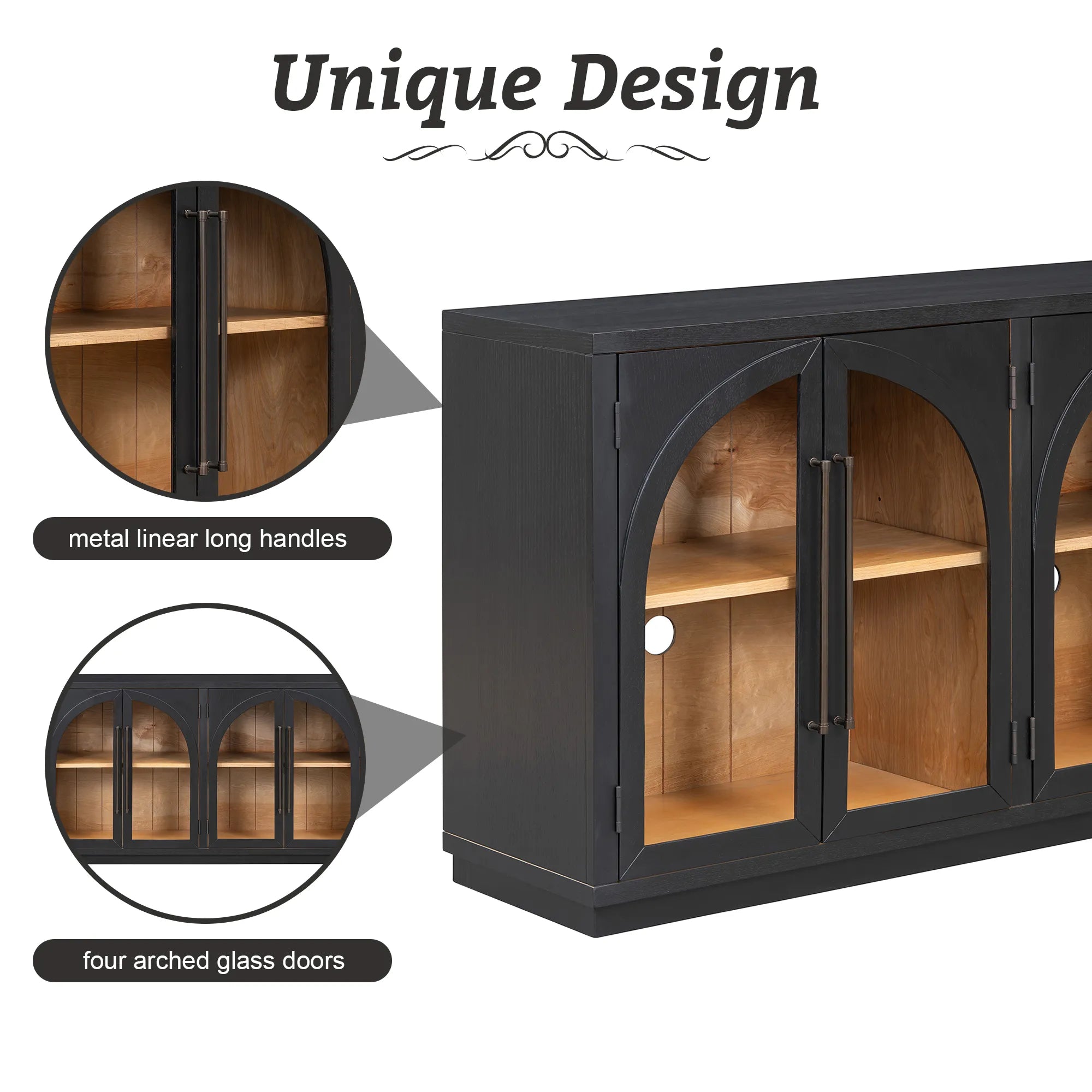 Retro Storage Sideboard with Adjustable Shelves