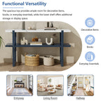 Retro Entryway Console Table with Faux Marble Top and Shelf