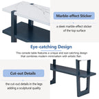 Retro Entryway Console Table with Faux Marble Top and Shelf