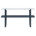 Retro Entryway Console Table with Faux Marble Top and Shelf