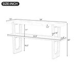 Retro Entryway Console Table with Faux Marble Top and Shelf