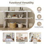 Retro Entryway Console Table with Faux Marble Top and Shelf